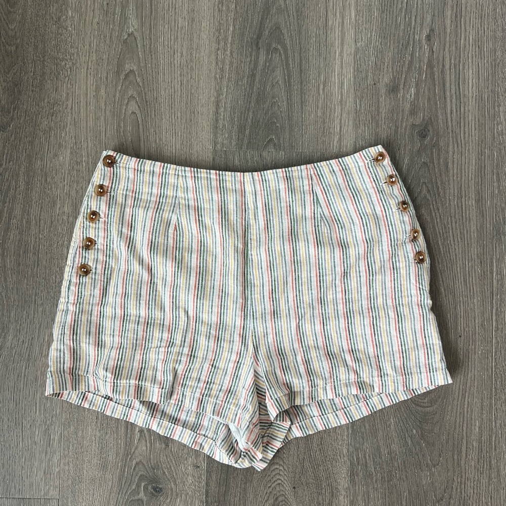 We The Free High Waist White and Red Shorts